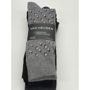 Van Heusen Mens 7 Pair Premium Dress Socks Black Navy Grey Wicking VHM251DR01002